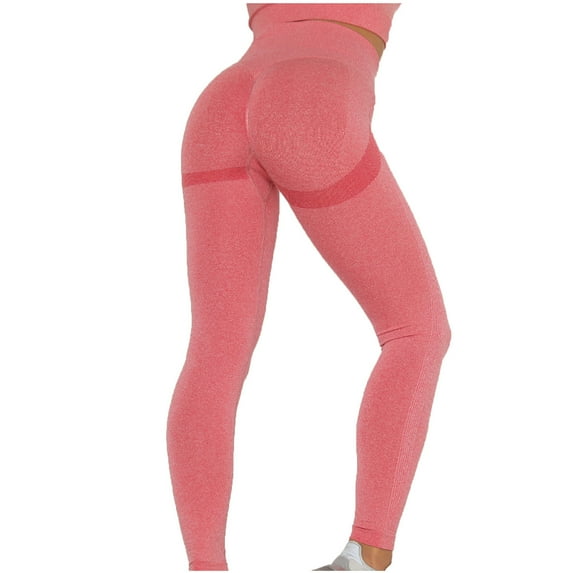 safuny Yoga Stretch Pants for Women Comfy Lounge Casual Soft Hip Lifting Exercise Fitness Running Solid Color High Waist Fashion Fall Winter Long Trousers Watermelon Red S