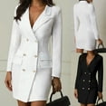 thumbnail image 1 of safuny s Women's Anoraks Dressy Loose Suit Neck Long Sleeve Solid Color Plus Size Double Breasted Button Ladies Front Style Slim Dress Comfy Casual for Mujer Elegante White M, 1 of 9