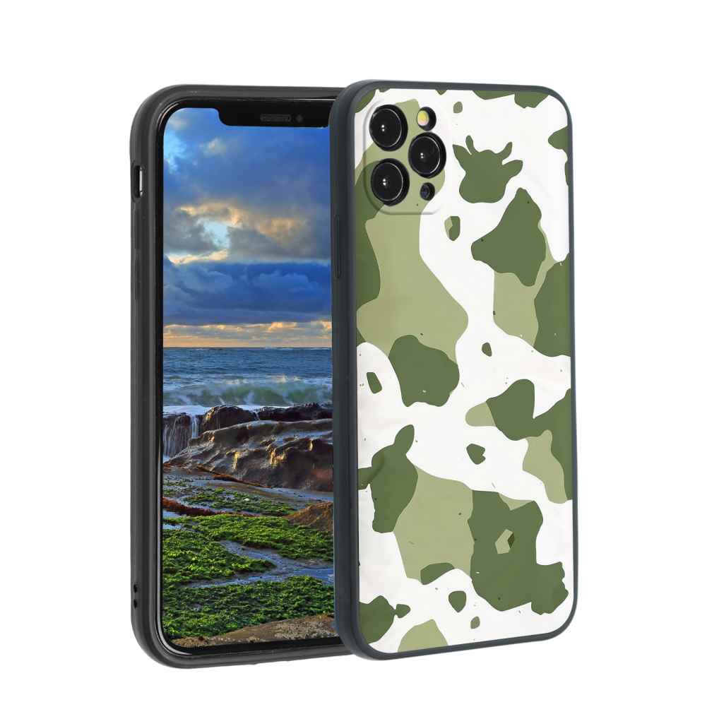 sagegreencowprintseam1 phone case for iPhone 11 Pro for Women Men