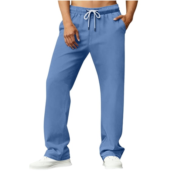 sageysalite Athletic Pants for Men Casual Straight Leg Drawstring Elastic Waist Lightweight Quick Drying Workout Pants with Pockets