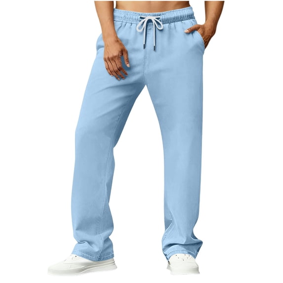 sageysalite Athletic Pants for Men Casual Straight Leg Drawstring Elastic Waist Lightweight Quick Drying Workout Pants with Pockets