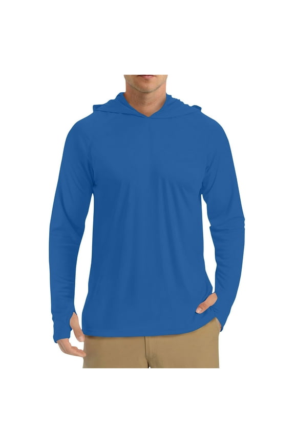 Athletic Shirts for Men Hooded Lightweight Breathable Pullover Workout Sports Long Sleeve Shirts with Thumb Holes