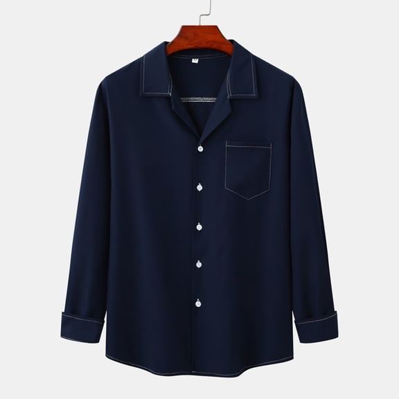 sageysalite Button down Shirts for Men Turndown Collar Lightweight Loose Breathable Long Sleeve Business Casual Tops