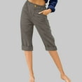 thumbnail image 1 of sageysalite Capri Pants for Women Cotton Linen Elastic Waist Casual Lightweight Breathable Fall Workout Pants with Pockets, 1 of 4