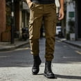 thumbnail image 1 of sageysalite Cargo Pants for Men Button Elastic Waist Casual Loose Workout Hiking Joggers Pants with Multi Pockets, 1 of 7