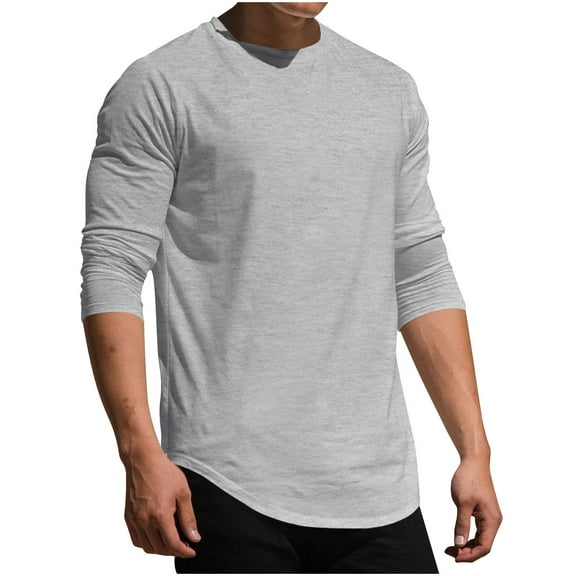 sageysalite Long Sleeve Tops for Men Casual Base Layer Crew Neck Pullover Basic Solid Color Lightweight Breathable Athletic Tops