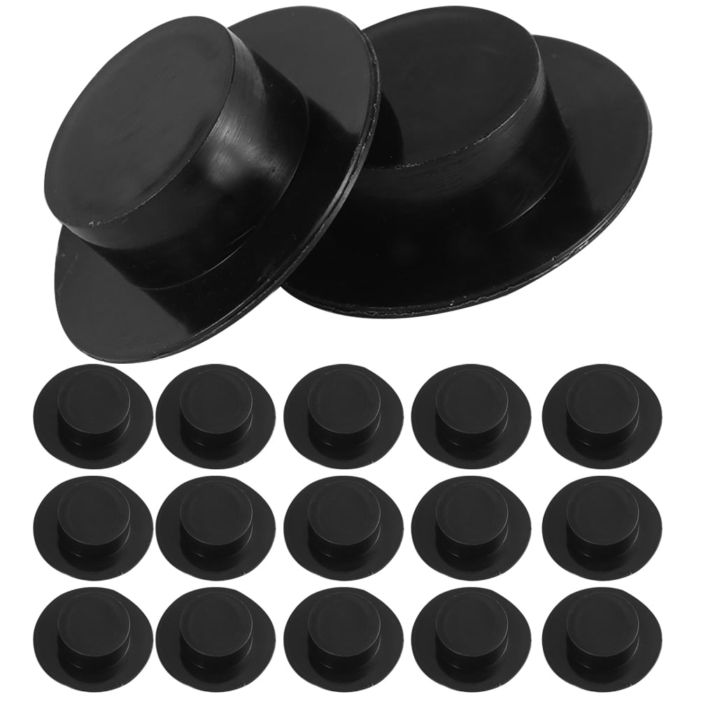 20-Pack Mini Black Formal Hats With Sunglasses - Tiny Dollhouse Hats For DIY Crafts, Christmas, Hair Accessories