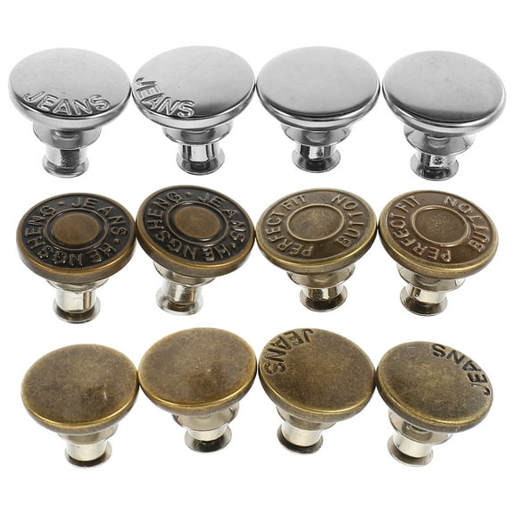 said 12Pcs Buttons for Jeans Adjustable Jean Button Pin Pant Waist Tightener No Sew Pants Button