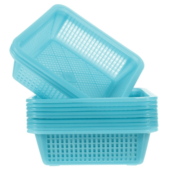 said 12pcs Square Plastic Perforated Storage Basket Bin Office Drawer Shelf Desktop Countertop Tray Organizer Random Color
