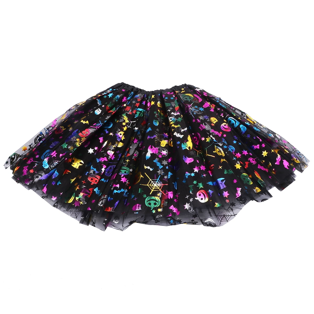said 1pc Halloween Costume Adult Classic Tutu Skirt Three Layer Tulle Skirt for Halloween Festival Stage Show Colorful Pumpkin Skull Style for Adult Walmart