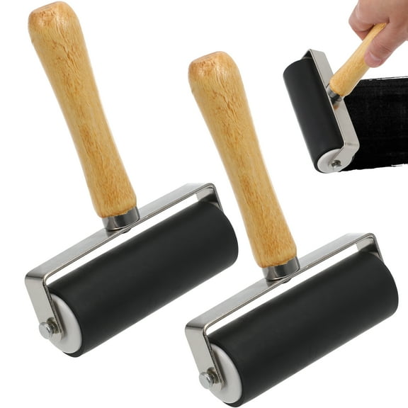 Worgeous rubber roller Printmaking Roller Set Black 2Pcs