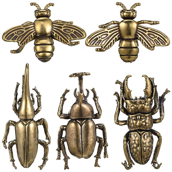 said 5 Pcs Brass Bee Brass Beetle Brasss Bugs Metal Animal Figurines Desktop Decorations Tea Party Favors