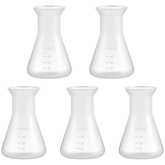BESTYASH 5-Piece Plastic Laboratory Flask Set, PP Material, Simple Design for Chemistry Classroom and Science Experiments
