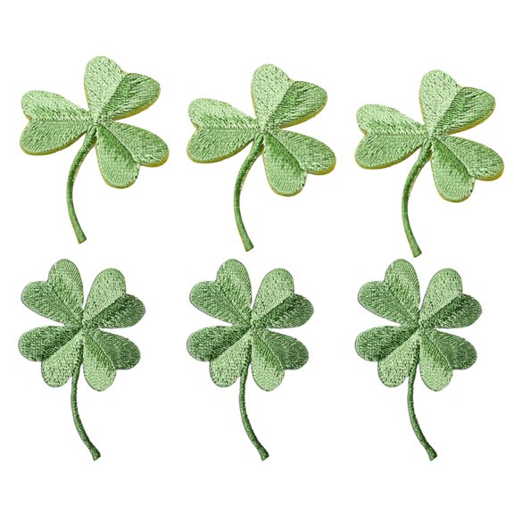 said 6pcs Iron on Embroidered Green Clover Patches DIY Cloth Stickers for Sewing