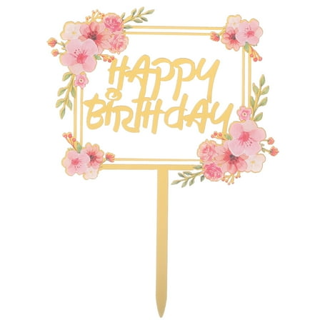 PRETYZOOM Happy Birthday Cake Toppers Acrylic Topper Decorations Party Cake Sign Birthday Party Decor