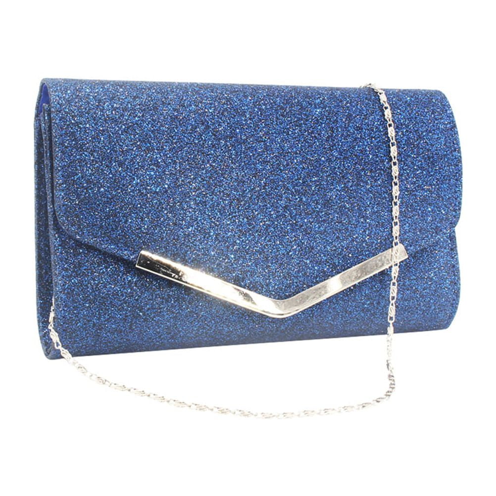 said Blue Evening Bag Handbag Wedding Party Message Bag Clutch Bag Purse Simple Chain Bag for Women Ladies