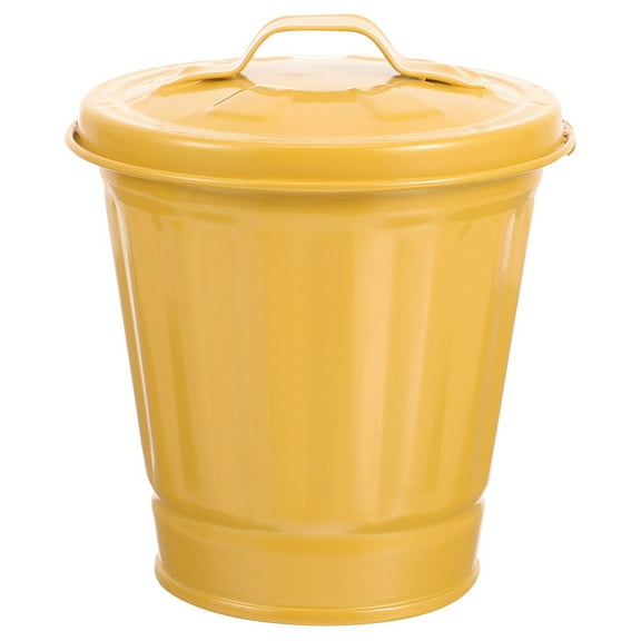 said Small Desk Trash Can Metal Trash Can Iron Garbage Storage Bin with Lid Metal Pail