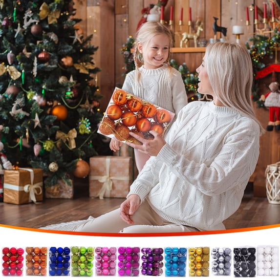 saidjrlf 24Pcs Christmas Balls Ornaments for Christmas Tree Shatterproof Christmas Baubles for Xmas Decor Hanging Ball for Holiday Wedding Party Christmas Decorations,30mm/1.18In