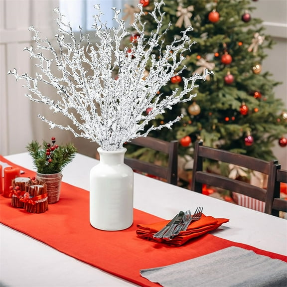 IGEED Christmas Artificial Pine Branches,Winter Snow Christmas Tree Decoration,Preserved Flowers Dried Flowers Bouquets,Home Simulation Branches Living Room Table Flower Decoration