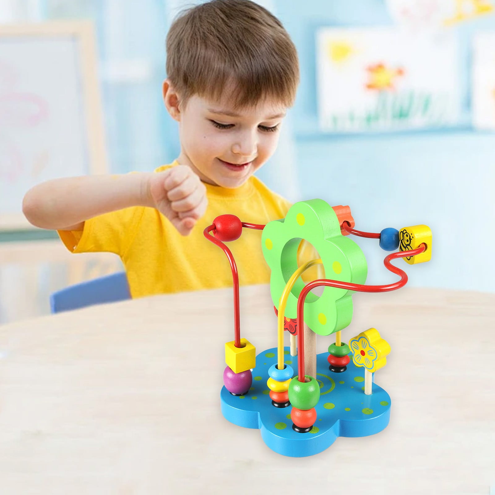 Rompecabezas Para Niños De Años QZMTOY Wooden Bead Maze Toy