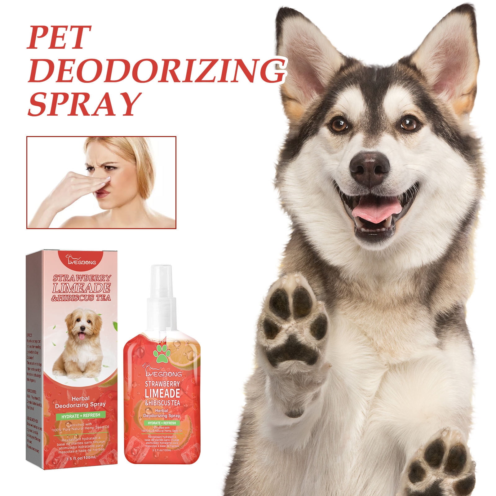 saidjrlf Dog Deodorizing Spray,Strawberry Limeade & Tea,Pet Limited Edition Hydrating Puppy