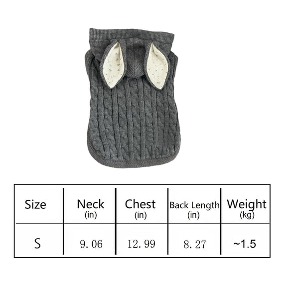 IGEED Dog Sweater Cloak,Dog Winter Coat for Puppy Warm Fleece Hoodies,Cute Rabbit Design Pet Coat,Kitten Thicken Cloak Blanket,Cold Weather Coat Knitwear for Small Dogs