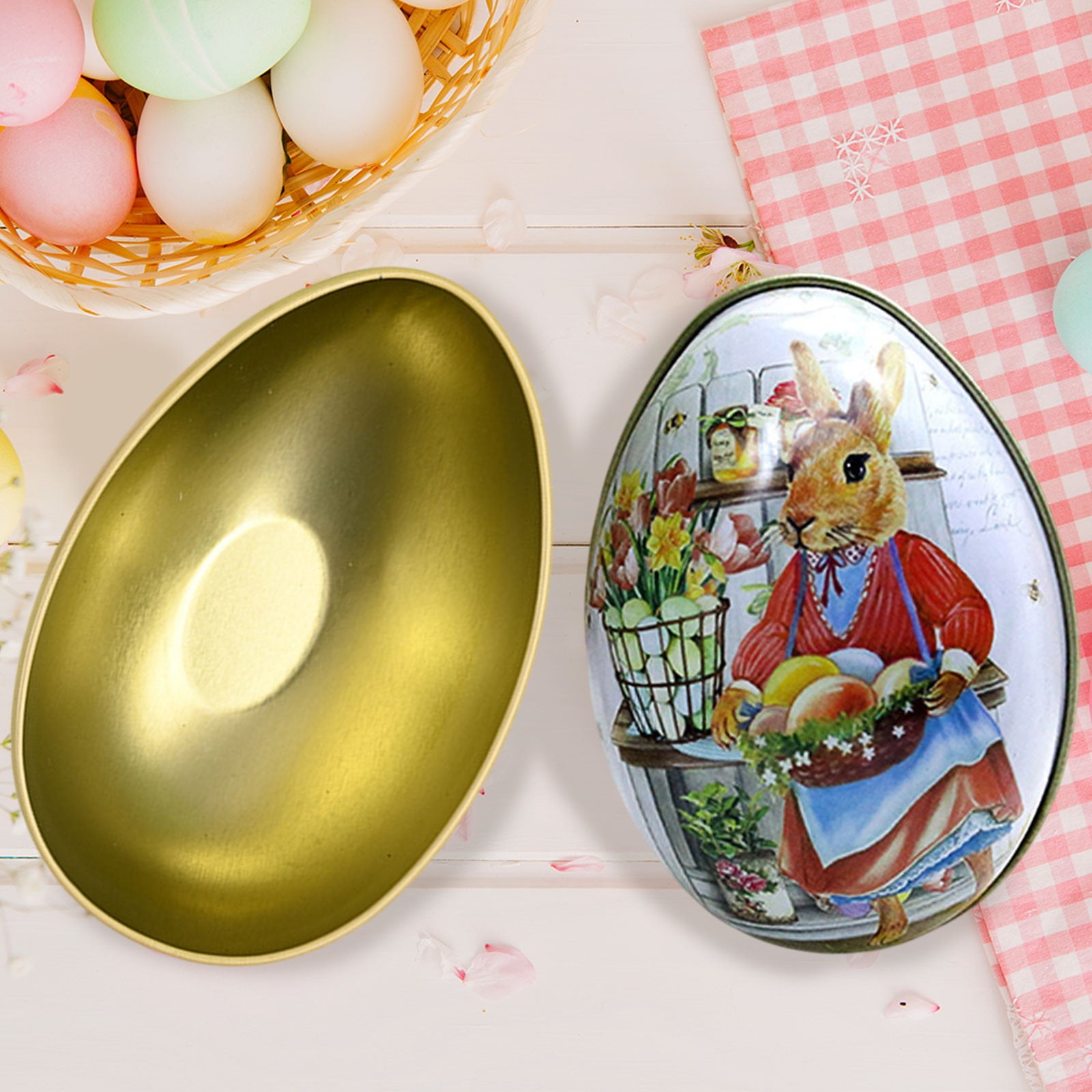 IGEED Easter Egg Tin Box,Metallic Easter Candy Packaging Box,Vintage ...