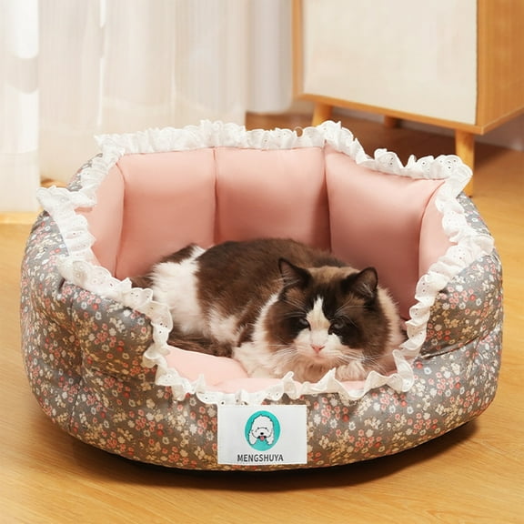 IGEED Round Cat Beds for Indoor Cats,Warm Pet Bed,Pet Sofa Bed,Soft and Comfortable Kennel, Calming, Anti-Anxiety, Soft,Cozy Donut Cuddler,Removeable Fluffy Cat Bed