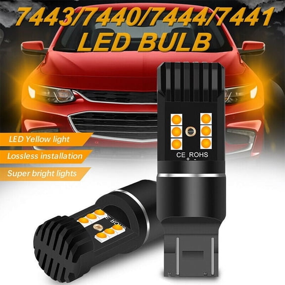 sailesiti 2PCS 7443 7440 T20 Amber LED Turn Signal Light Canbus Error Free Waterproof Shockproof Universal Automobiles Car Light Parts