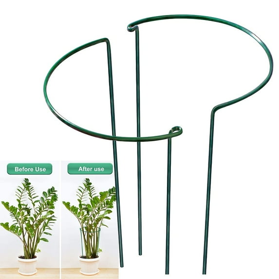 sailesiti 2Pc 9.84*15.7Inch Green Sturdy Metal Plant Support Stakes for Garden - Keep Flowers and Vegetables