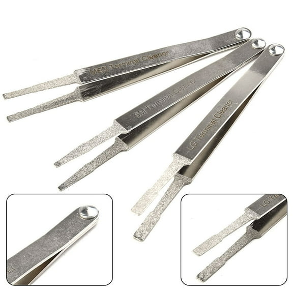 sailesiti 3Pcs Tweezer Cleaning Tool Computer Modules Engine Radios Lights Spade Terminal Electric Terminal Cleaner Kit For Automobile ATV