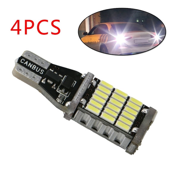 sailesiti 4pcs Car T15 W16W 921 45SMD LED Tail Backup Reverse Light Bulb Universal 12V