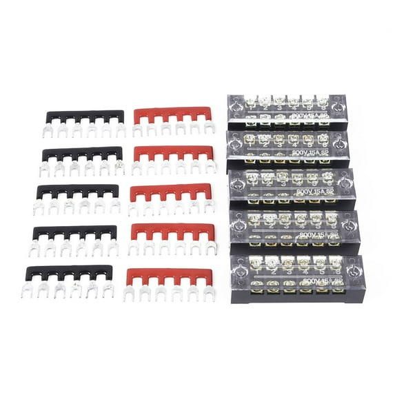 sailesiti 6Points Screw Terminal Blocks Bus Bar Auto Marine Power Distribution Terminal Block Set 15A 600V Practical Fashion
