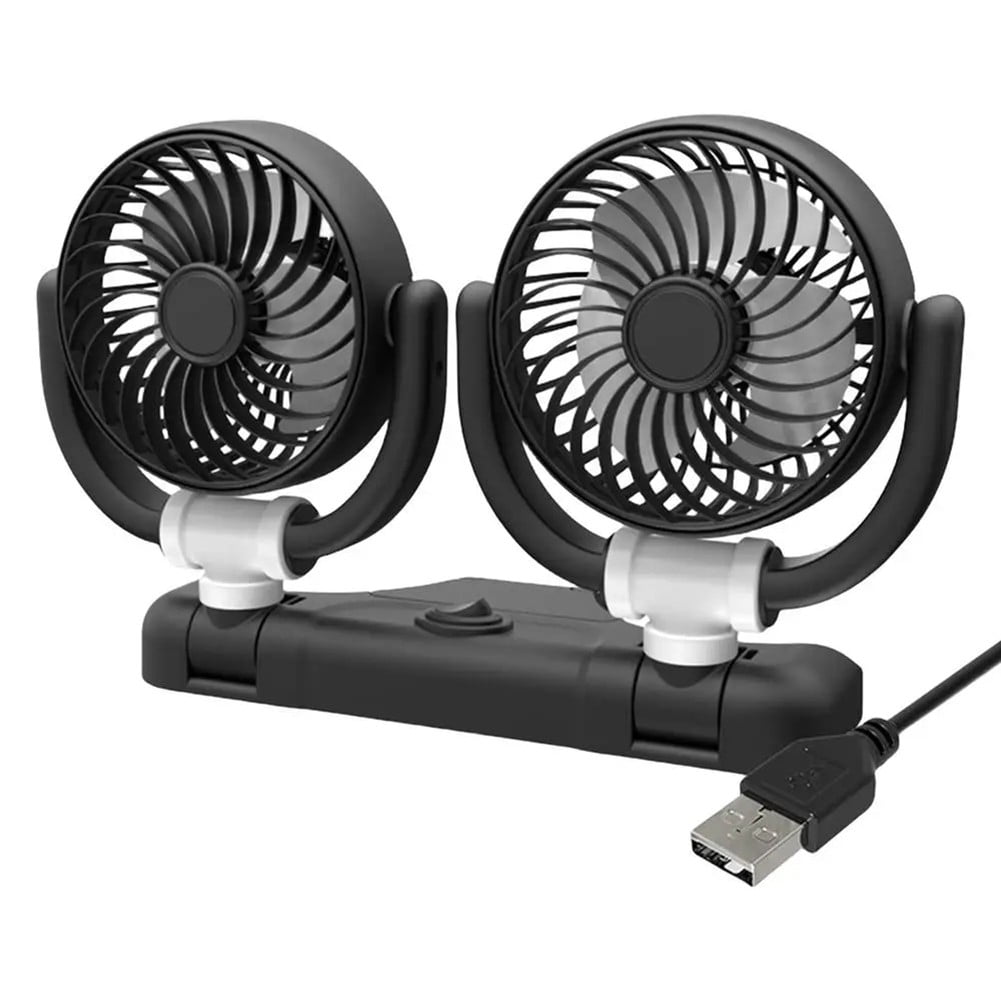 sailesiti Stay Cool on the Road Car Cooling Fan with Rotatable Dual Heads USB Powered