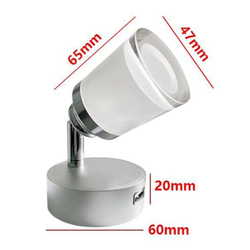 sailesiti USB LED RV Reading Light Spotlight Bedside Lamp Car RV Caravan Interior Wall Sconce 12-24V 3W Interior Lighting Accessories