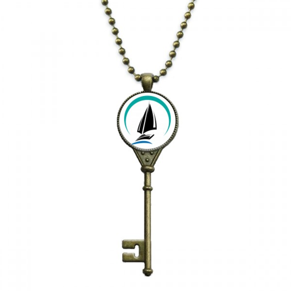 sailing wave shock art deco fashion key necklace pendant tray embellished chain