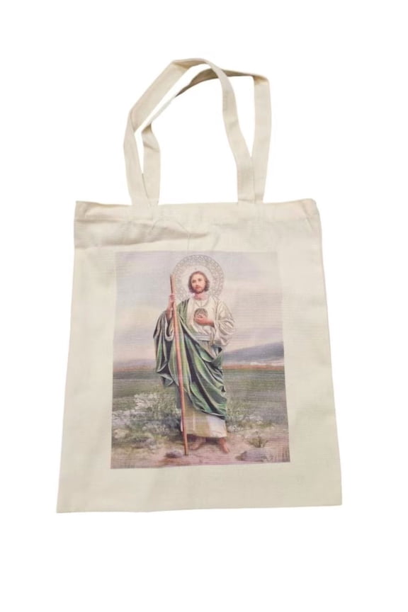 saint jude Canva Tote Bag _ Craft Bag, shopping bag, Prayer Bag, Catholic Bags, Gifts for Mom, Christmas gift