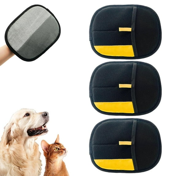 3 Pcs Pet Hair Removal Glove for Cats & Dogs, 2025 New Upgrade Efficient Grooming Gloves for Pet Hair, Cat Grooming Gloves for Hair Removal, Reusable Pet Hair Remover Glove