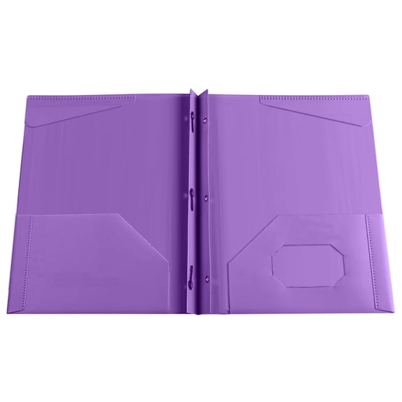 File Folders with Pockets and Prongs, 2 Pocket 3 Prong Folders with Business Card Holder, Heavy Duty Plastic File Folders for Documents Office Supplies, Letter Size...(Purple)
