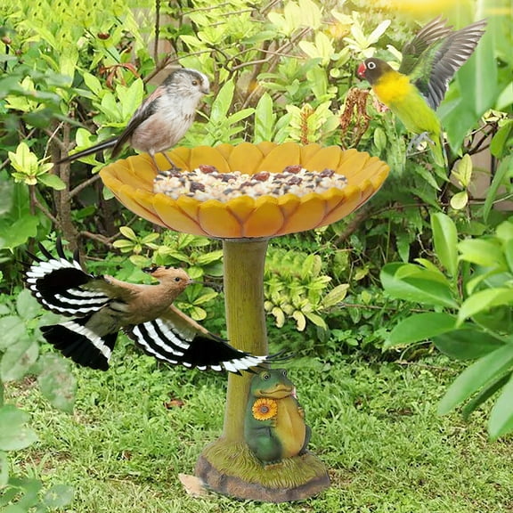 Beautiful Sunflower Bird Bath Brown Pedestal Handmade For Outdoor Fathers Day Gifts