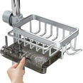 thumbnail image 1 of Sponge Holder for Kitchen Sink, Sink Caddy with Instant Drying Mat & Hook, Rustproof Waterproof Stainless Steel Kitchen Organizer, Soap Dispenser Storage (F, 9.25"x3.7"x5.5"), 1 of 2