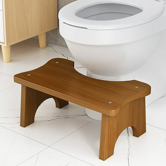 Toilet Stool Squat Adult, Wood Poop Stool for Bathroom Adults, Portable Toilet Potty Stool for Adults, 7 Inch Height, Brown