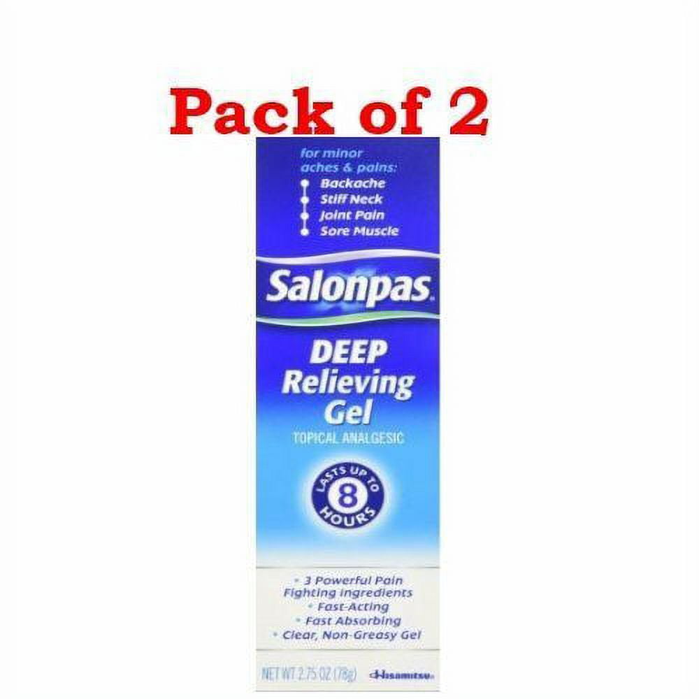 Salonpas Deep Pain Relieving Gel for Back Relief, 2.75 oz (Pack of 2