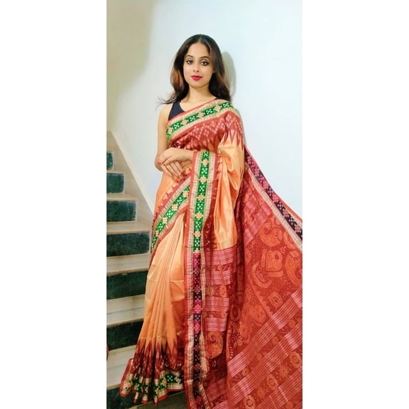 sambalpuri Odisha mix silk pasapali silk saree baliworad saree Durgapuja sari Kali Puja sari divali saree.india traditional patan saree