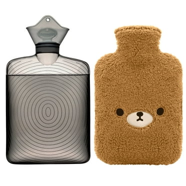 samply Hot Water Bottle with Cute Fleece Cover, 2L Hot Water Bag ,Brown Bear