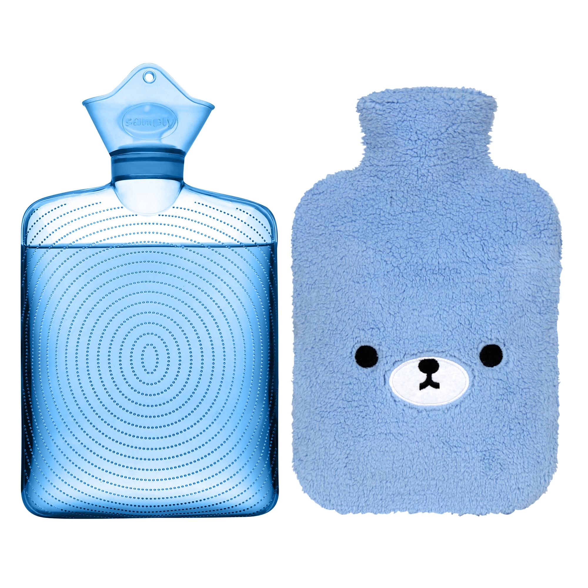 samply Hot Water Bottle with Cute Fleece Cover, 2L Hot Water Bag