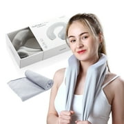 samply Ice-Filled Neck Cooler with Cooling Towel, Silent Non-Gel Ice Pack for Muscle Soreness,Cervical Pain Support, Cold Compress Therapy for Sports, Travel, Camping, Gym,Ideal for Hot Weather, Grey