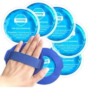 samply Small Gel Ice Packs for Boo Boos, Cold Packs for Injuries Reusable Pain Relief, Headaches and Toothaches,Eyes, Face, 5 Pack Mini Round Ice Packs with 2 Covers for Cold Compress