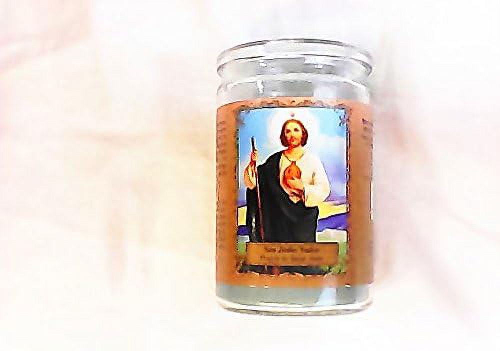 san judas tadeo prayer to saint jude candle, blue
