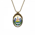 thumbnail image 1 of san salvador el salvador national emblem antique necklace vintage bead pendant keychain, 1 of 3